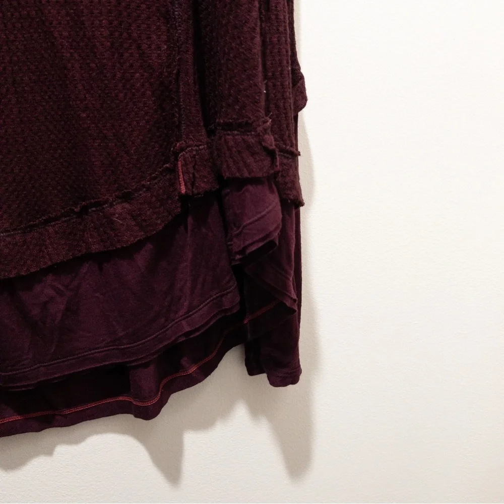 Free People We the Free Laguna Burgundy Thermal Long Sleeve Top - Picture 4 of 7